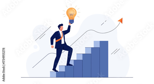 Business Visionary Ascending To Supreme Heights And Illuminating Future Success Goals