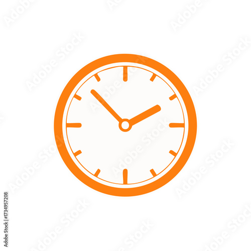 Orange Clock Illustration with Hands Pointing to Two O'Clock