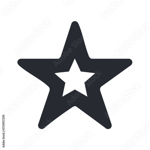 Simple star icon with inner star cutout symbol for favorites rating and awards