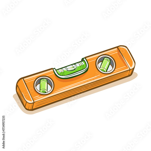 Cartoon bubble level for accurate construction and repair with liquid tubes isolated