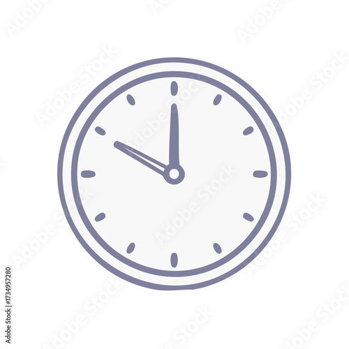 Simple Clock Illustration Showing 11 O'Clock Time Management Concept Outline Clock Face Minimalist Design