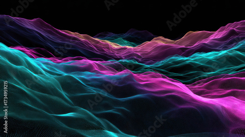 Experimental ocean design showcases vibrant waves in stunning colors creating mesmerizing visual experience that captivates viewer