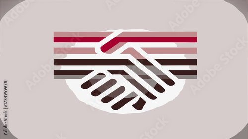 Modern abstract striped handshake illustration. Symbolizing business partnership, agreement, cooperation, and deal making.