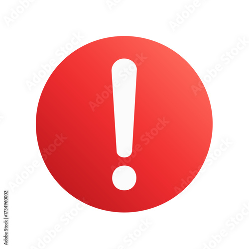 Vibrant red circle icon with a prominent white exclamation point indicating caution danger or error message