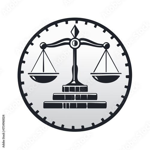 Justice Scales Symbol Illustration Round Emblem