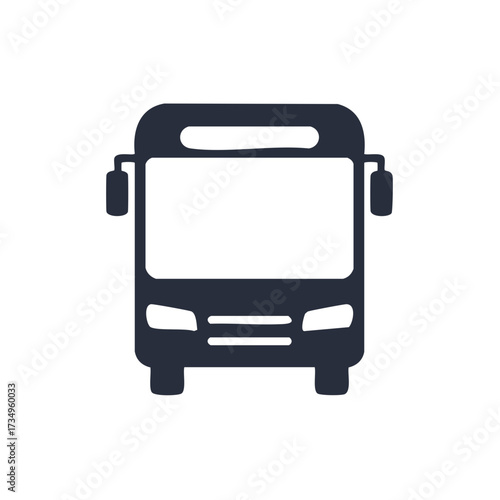 Front View of Bus Public Transportation Vehicle, Mass Transit Mobility