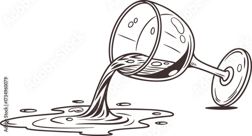Vector art of spilled wine glass