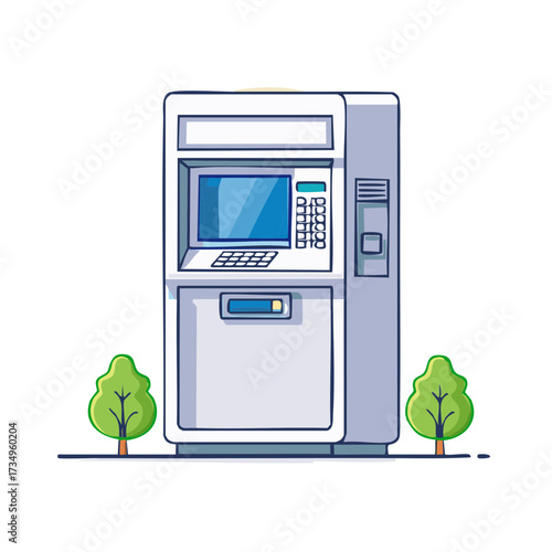 ATM cash machine vector illustration for banking and finance. Cartoon bank terminal icon isolated.