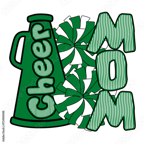 Cheer Mom illustration. Boston cheerleading illustration.