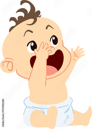 Delighted Baby with Outstretched Arms on Transparent Background Cartoon Illustration