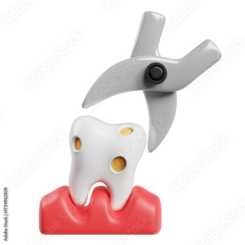 Dental Extraction Illustration Tooth And Forceps On Transparent Background