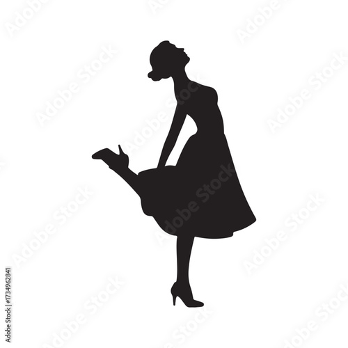 Elegant Lady in Vintage Outfit Black Icon