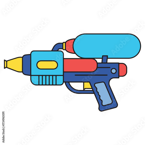 Colorful Toy Water Gun Illustration for Summer Fun and Outdoor Play