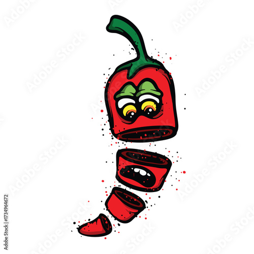 Sliced Chilli cartoon vector illustration