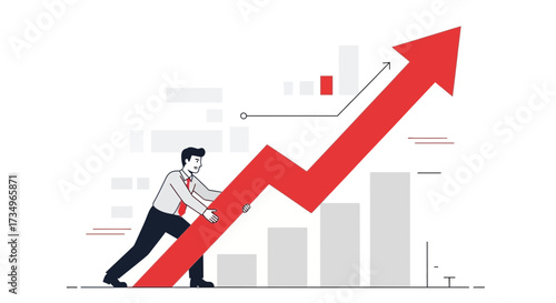 Businessman Boosting The Rising Index Graph: A Visualization of Progress And Success