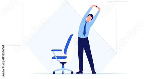 Businessman Stretching Near Office Chair: Promoting Health and Wellness at Work