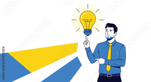 Businessman having an idea with a lightbulb and conceptual innovation and creativity