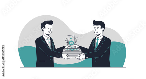 Businessmen Exchanging Financial Assets Depicting Investments and Successful Financial Deals