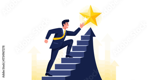 Businessperson Aims To Achieve Success By Climbing the Steps to Take His Goal