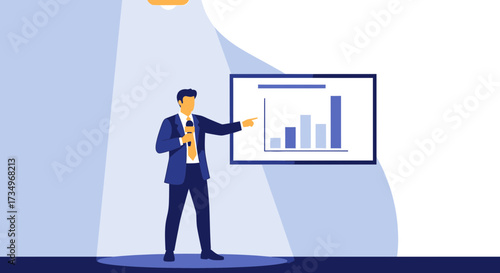 Businessman Presenting a Graph During a Presentation on the Future