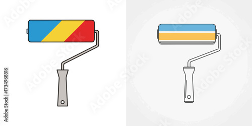 Dynamic Paint Rollers with Striped Color Designs