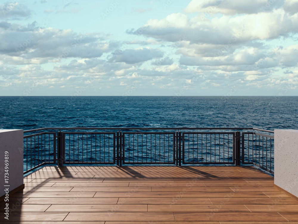 Obraz premium ew from the balcony to the sea.Landscape. Sunny Day. Terrace with a beautiful view. Background with beautiful landscape. City near the sea. 