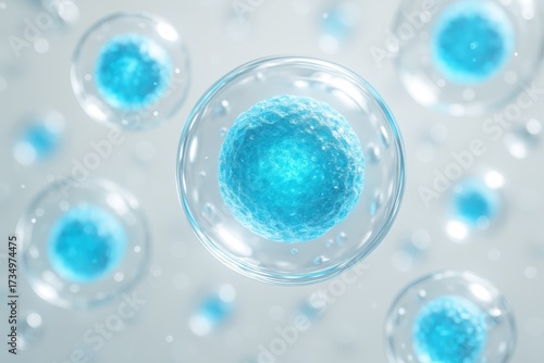 Luminous blue nanovesicles inside glass spheres detailed 3D biomedical exosome study