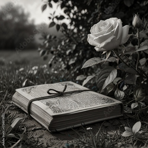 old book and rose
