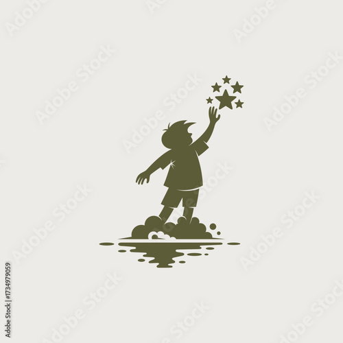 logo of a little boy reaching for his dream star, education logos
