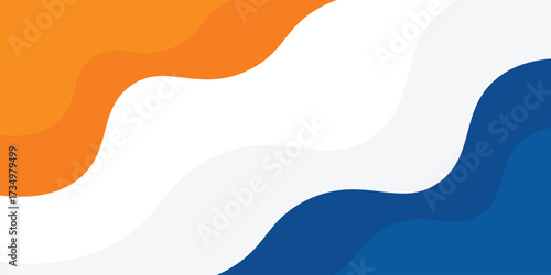 Blue and orange geometric business banner design. Creative banner design with wave shapes and lines for template.