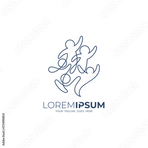 Family care logo with charity design template, line style design