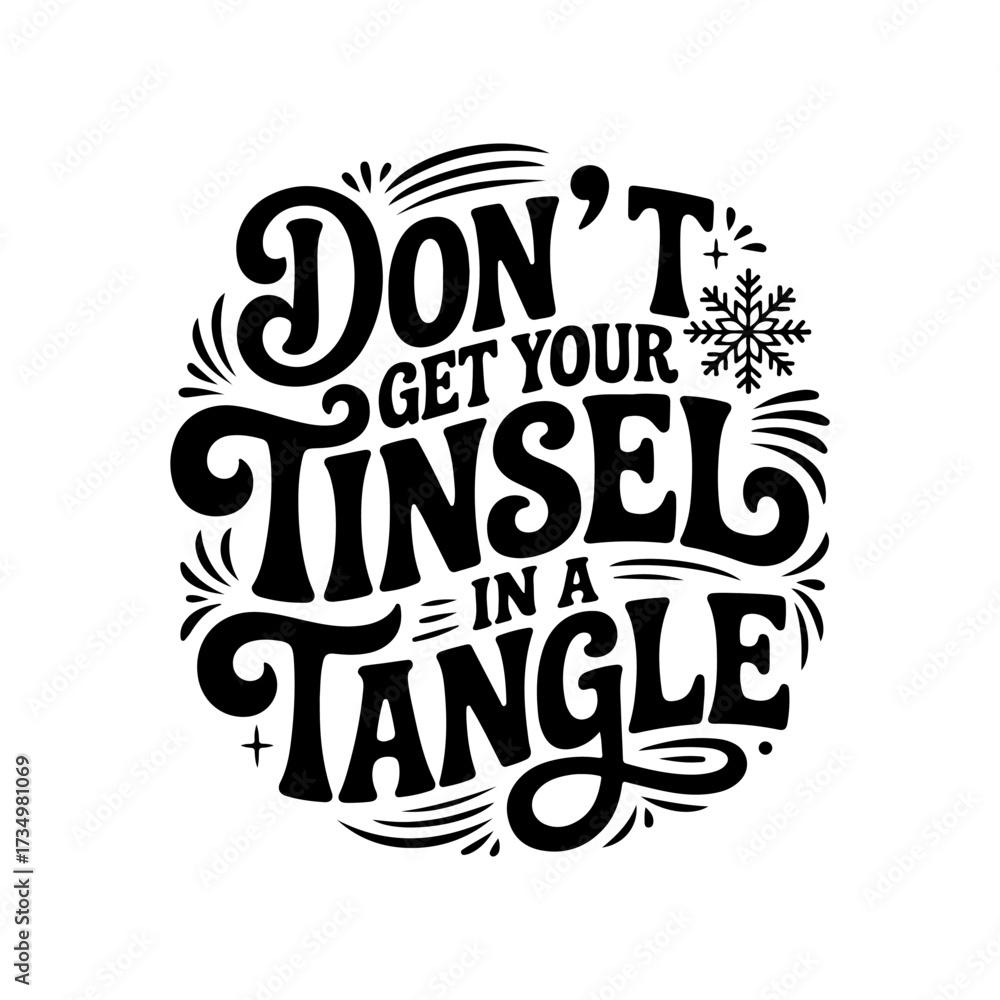 Fototapeta premium Don't Get Your Tinsel in a Tangle. Giving Tuesday Vector Design Isolated on White Background