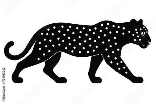 walking leopard silhouette vector illustration on black colour and white background