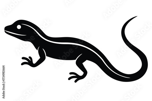 crawling lizard silhouette vector illustration on black colour and white background