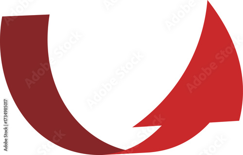 3D風の曲線の矢印、単体、赤
3D style curved arrow, single, red