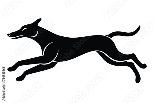 jumping dog silhouette vector illustration on black colour and white background