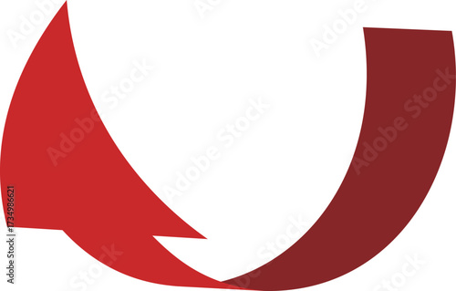 3D風の曲線の矢印、単体、赤
3D style curved arrow, single, red