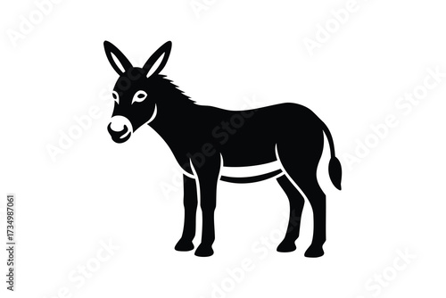 standing donkey silhouette vector illustration on black colour and white background