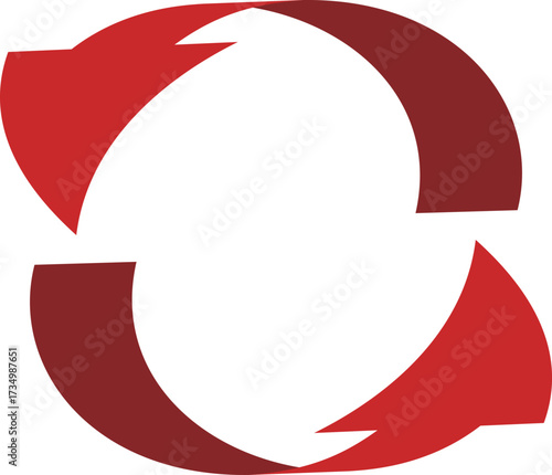 3D風の曲線の矢印、単体、赤
3D style curved arrow, single, red
