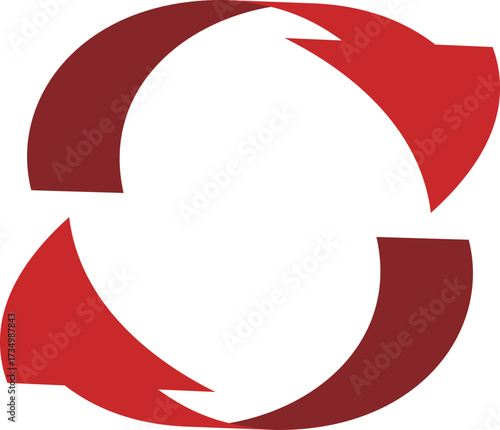3D風の曲線の矢印、単体、赤
3D style curved arrow, single, red