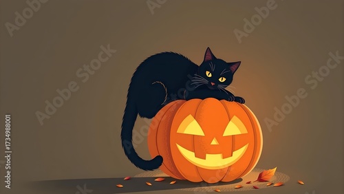 Cute Halloween Animal Pumpkin Scene