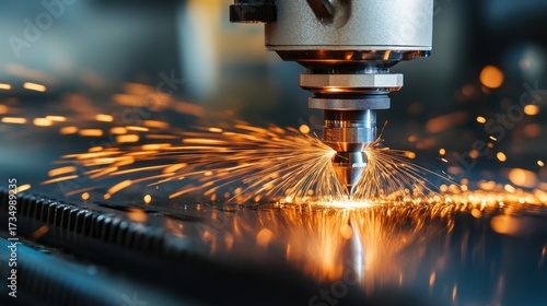 Laser Cutting Machine Sparks Metal Sheet Fabrication Process