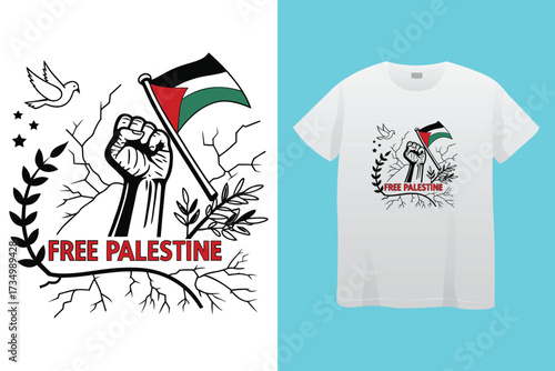 Palestine design vector, Save Palestine illustration for banner, t-shirt, poster, sticker, badges, social media design. Hand-Drawn Lettering Phrase, Calligraphy Graphic Typography. 