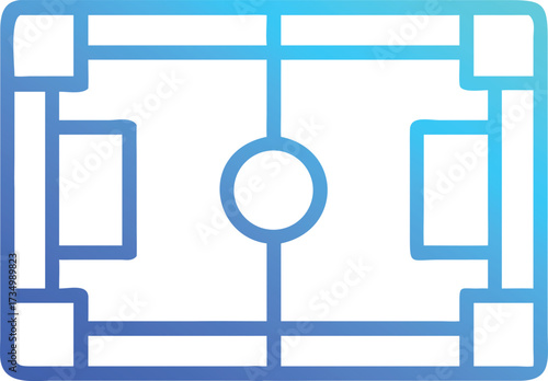 Flat minimalist icon of football ground in outline.