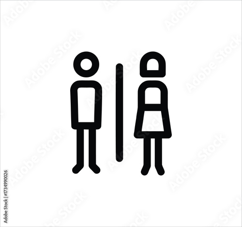 Toilet and Restroom set of web icons in line style. WC signs including man, woman, shower, baby care, handicap symbol, no smoking, no trash. Editable stroke. Vector illustration