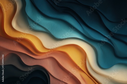 Abstract Background With Gold And Blue Waves