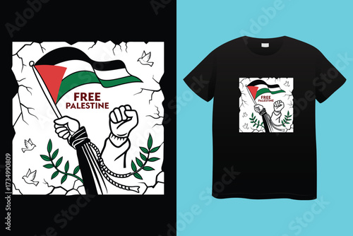 Palestine design vector, Save Palestine illustration for banner, t-shirt, poster, sticker, badges, social media design. Hand-Drawn Lettering Phrase, Calligraphy Graphic Typography.