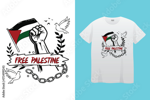 Palestine design vector, Save Palestine illustration for banner, t-shirt, poster, sticker, badges, social media design. Hand-Drawn Lettering Phrase, Calligraphy Graphic Typography.