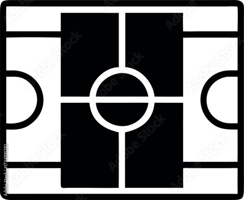 Minimalist icon of football field with markings.