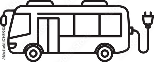 Sleek electric bus icon ready to charge up a sustainable future, promoting eco-friendly transportation and green initiatives for a cleaner planet with modern design